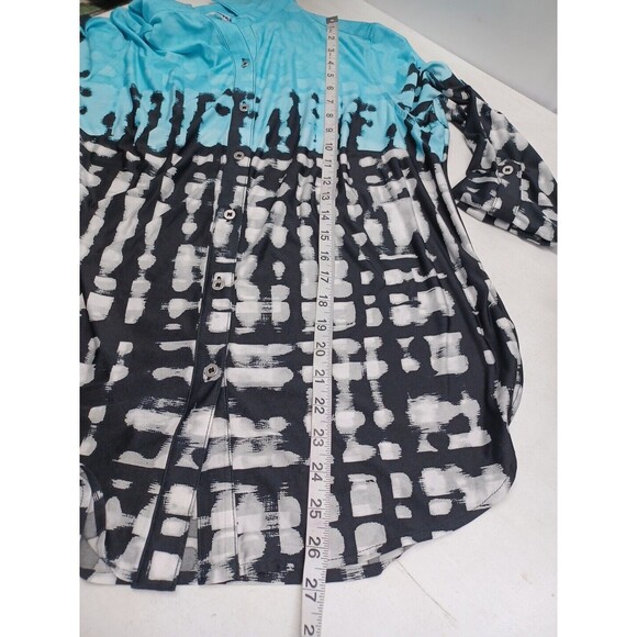 Nygard Tunic Blue button Down Shirt Top Long Roll Tab PM/M - Picture 8 of 9